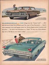 1959 Oldsmobile PRINT AD Feat Gold 88 Sportsedan and Blue 98 Holiday Scenicoupe