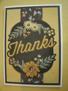 Handmade card Thanks In Fall shades of yellow, brown, blue, grey, black - Picture 1 of 4