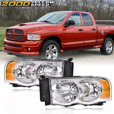 Fit For 2002-2005 Dodge Ram 1500 2500 3500 Clear Headlights Headlamps - Image 1 of 4