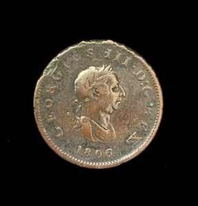 1806 Great Britain 1/2 Half Penny Copper British Coin George III-(100A) - Picture 1 of 2