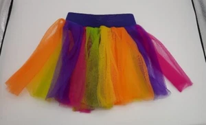 Rainbow Tulle TuTu Girl's Small Elastic Waist Yellow Pink Orange Purple Green - Picture 1 of 10