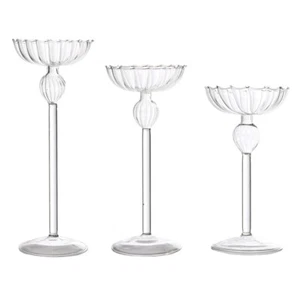 European Style Glass Holder Candlestick Home Bar Coffee Shop Desktop - Picture 1 of 11