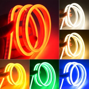 NEON LED STRIP LIGHTS 12V WATERPROOF FLEXIBLE LAMP HOME DECOR +POWER ADAPTER 5M - Picture 1 of 11