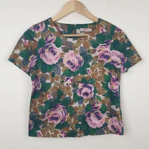 Cath Kidston Floral Top Size 8 Green Multicoloured Cotton Round Neck Rose Print - Picture 1 of 11