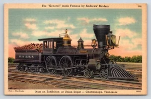 Postcard Chattanooga, TN The "General" Train Union Depot Andrew Raiders  - Picture 1 of 2