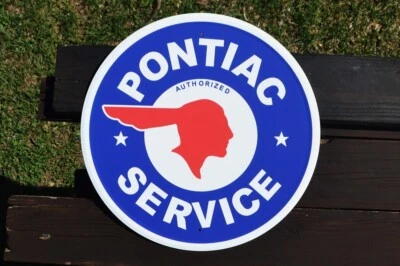 Pontiac Service Aluminum Metal Sign - Parts - GM - Indian Head - GTO - Tin - Image 1 of 4