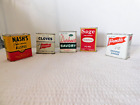 Lot of 5 Vintage Metal SPICE TINS ~NASH'S,DURKEE'S,FRENCH'S,SCHILLING-UNOPENED!