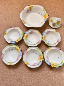 Paragon Fine China Art Deco Island Mohn 11 tlg Dessert Set - Bild 1 von 7