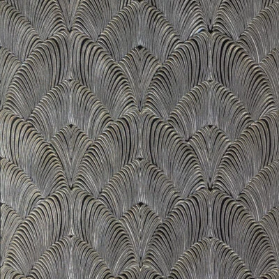 Papel de parede Arthouse wave preto prata ouro metálico tecido sintético texturizado rolo 3-D - Imagem 1 de 4
