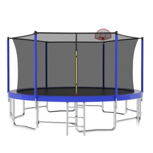 16FT Trampoline with Basketball HoopOutdoor Trampoline with Enclosure Net - Picture 1 of 18