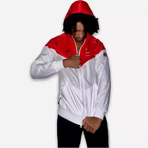 Vintage 90s Raro Nike Ee.uu. Olimpiadas Chaqueta Windrunner Blanco Rojo Azul L - Imagen 1 de 7
