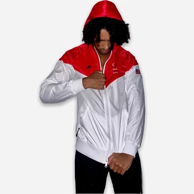 Nike 90s Vintage Rare USA Olympics Windrunner Jacket Red White Blue Small - Image 1 of 4