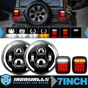 For Jeep Wrangler TJ CJ 7" LED Headlight Hi/Lo + Smoked Tail Lights Turn Reverse - Bild 1 von 12