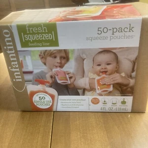 Infantino Fresh Squeezed Squeeze Pouches 50ct 4floz Feeding Pouch New - Picture 1 of 3