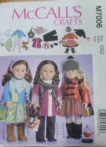 18" Doll Clothes Pattern McCall's 7006 - New, Uncut - American Girl & Others - Picture 1 of 1
