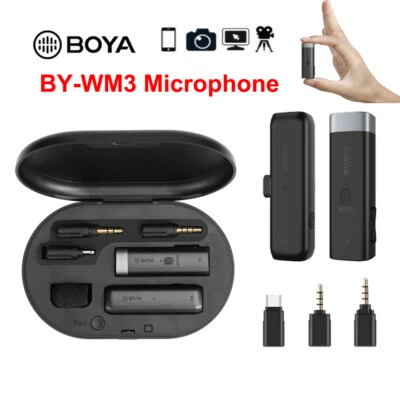 BOYA BY-WM3 无线麦克风系统迷你翻领麦克风适用于数码单反相机智能手机 — 第 1/4 张图片