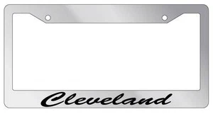 Chrome License Plate Frame CURSIVE Cleveland Auto Accessory 1192 - Picture 1 of 1