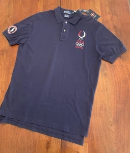 Vintage Polo Ralph Lauren Olympics 2008 Beijing Polo Shirt Mens L Navy Blue NEW - Picture 1 of 15