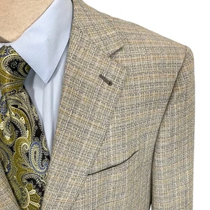 JHANE BARNES Blazer Mens 42R Gray Gold Conclave Full Canvas Luxury Silk Wool - Picture 1 of 12