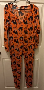 Shosho Jumpsuit Women’s MediumLounge Sleepwear Halloween Stretch One Pc Cat P.J. - Picture 1 of 5