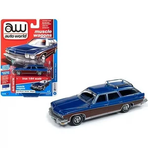 AUTO WORLD MUSCLE WAGONS 1974 BUICK ESTATE WAGON Blue/wood Panel CP7597 - Picture 1 of 1