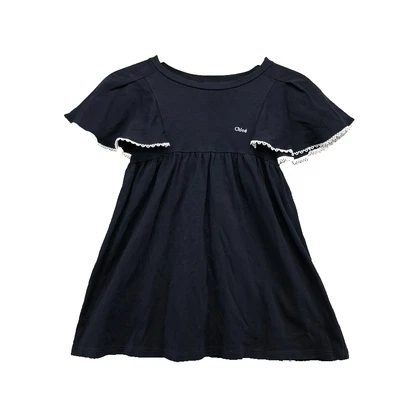 Платье Chloe Guipure Trim для девочек 4 темно-синее с развевающимися рукавами школьная игровая вечеринка - Изображение 1 из 4
