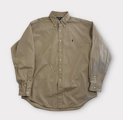 Camisa Ralph Lauren Manga Larga Con Botones Para Hombre Talla Grande Caqui Tostado Foto 1 de 4