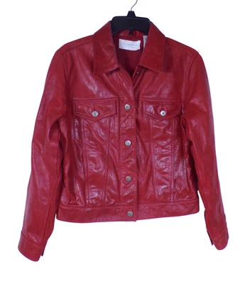 Chaqueta bomber de cuero roja talla M Liz Claiborne para mujer Foto 1 de 4