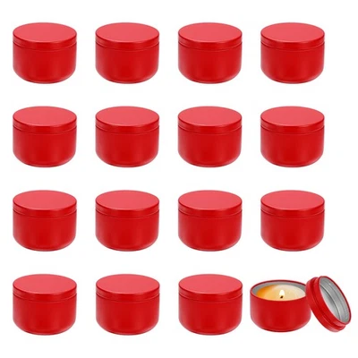 3oz Candle Tins, 16pcs Metal Candle Tins Jars with Lids Empty Tin, Red Foto 1 de 4