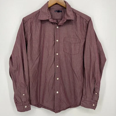 Gap Long Sleeve Button Shirt Men's Size M Purple Striped Pocket Cotton - Image 1 of 4