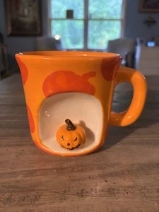 Halloween Decor Mug Planter Pumpkin Jack O Lantern Holiday Home Kitchen Bar NEW - Picture 1 of 9
