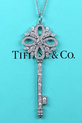$24,200 Tiffany & Co Victoria Platinum Marquise Key Diamond By The Yard Necklace - Image 1 of 4
