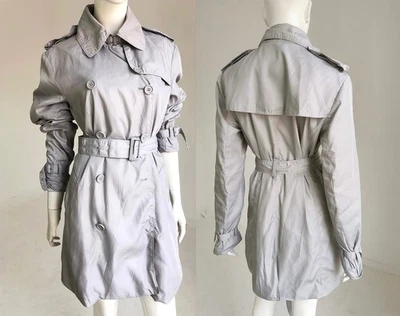 Gabardina vintage Norma Kamali talla M plateada industrial metálica militar Foto 1 de 4