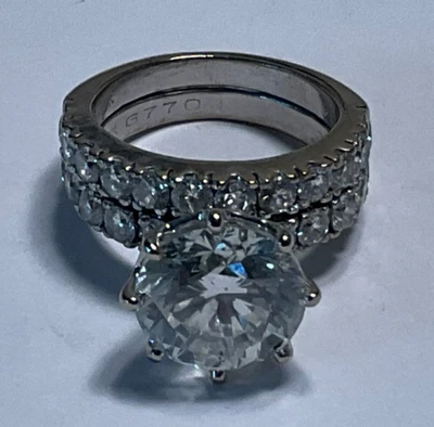 6.01 carat Natural Laser Drilled Round Diamond, H , SI2  Ring in 18Kt White Gold - Image 1 of 4