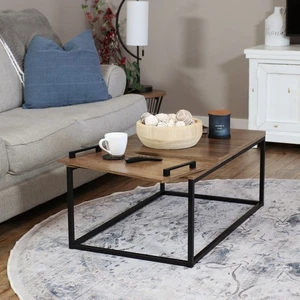 Industrial Coffee Table with Removable Serving Tray - 16 in H by Sunnydaze - Picture 1 of 10