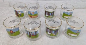 Vintage Houze Kunst Steine Glas Set 8 Ashby Cartoon Golf 1975 Detroit Bay Pointe - Bild 1 von 18