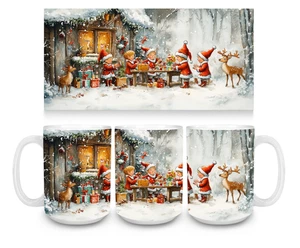 Handmade 15oz Ceramic Coffee Mug/Cup-Christmas-Elf-Santa Helpers-Fox-Gift - Picture 1 of 1