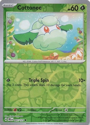 Cottonee SV: Prismatic Evolutions 007/131- NM - Reverse Holo - Image 1 of 2