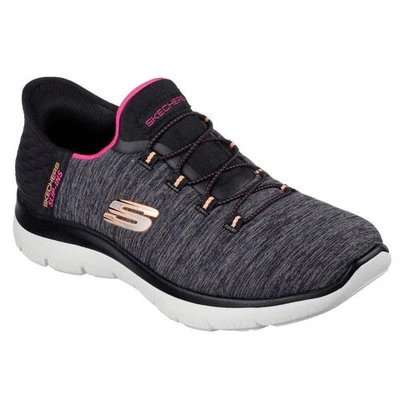 Skechers Slip Ins Summits Dazzling Haze Hands Free Womens Trainers Black UK 4-8 - Image 1 of 4