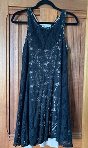 Free People Black Lace Mini Dress Size Medium - Picture 1 of 8