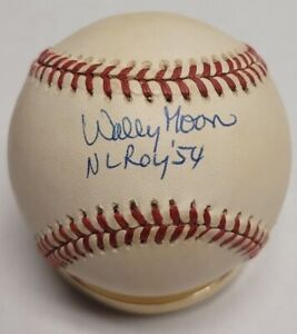 Autographed WALLY MOON "NL ROY 54"  Official National League Baseball w/COA