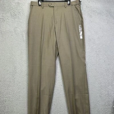 Pantalones de vestir Croft Barrow para hombre 36X32 marrón verdadero confort calce clásico frente plano NUEVO Foto 1 de 4