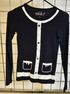 CREW CUT 100% Cotton Blue Girls Sweater Sequins Trim Top Size 12 Youth On Sale - Image 1 of 4