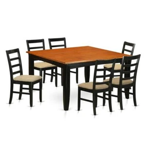 PARF7-BLK-C 7 Pc formal Dining room set-Square Dining Table with Leaf and 6... - Picture 1 of 4