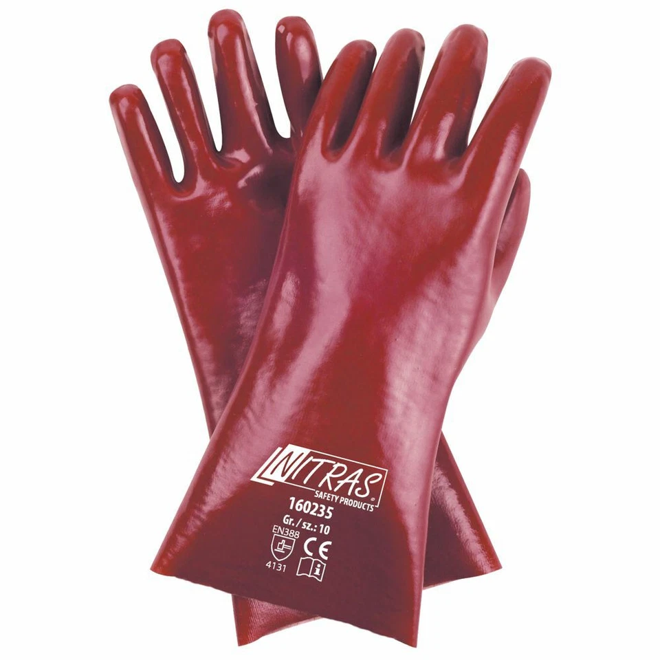 6 Paar 35 cm lange PVC-Handschuhe in Rot - Größe 10 ( XXL ) - Bild 1 von 1