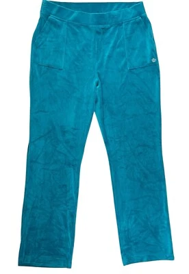 NWOT Juicy Couture Velvet Velour Pants Womens XL Blue Teal Lounge Travel - Image 1 of 4