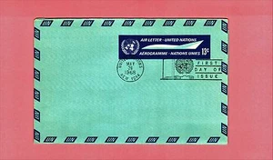 Unique 1968 UNITED NATIONS NEW YORK 13c AEROGRAMME FDC Side Folding Cover - Picture 1 of 2