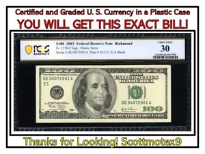 $100 2003 PCGS 'Very Fine 30'🔥Fr. 2178-E ⭐️ Federal Reserve Note 🤩RICHMOND💰 - Picture 1 of 6
