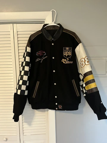 Dale Jarrett UPS Racing Jeff Hamilton Large Patch Logo Nascar Jacket Sz Large/XL Cover