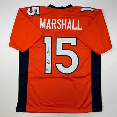 HOFSM.COM HALL OF FAME SPORTS MEMORABILIA Autographed/Signed Brandon Marshall Denver Orange Football Jersey Beckett COA